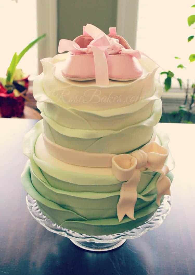 Pink And Green Baby Shower Cake