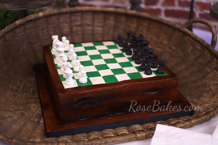 Chess Board Cake and Chess Piece Cookies Rose Bakes