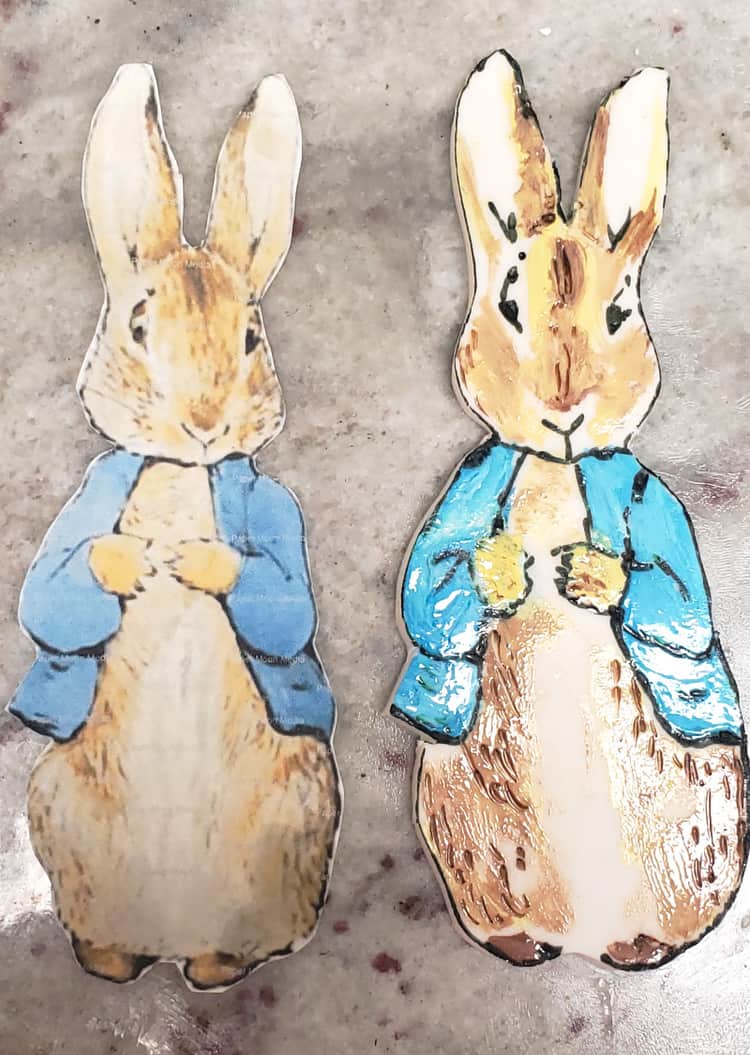 Hand Painted Peter Rabbit Rose Bakes