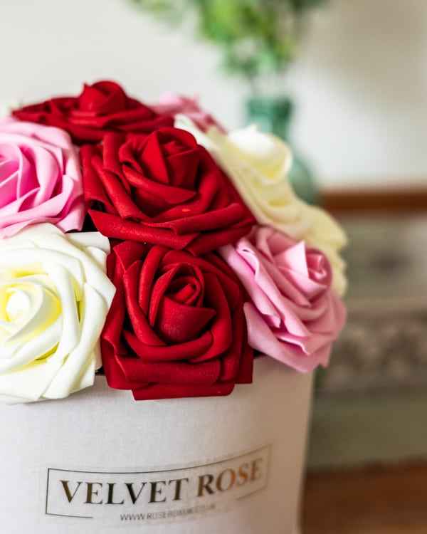 Everlasting Artificial MultiColoured Roses Box Velvet Rose Box