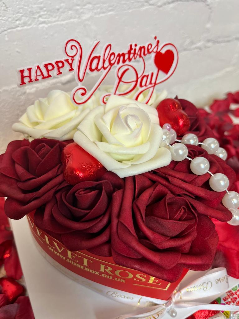 Valentines Day Roses And Chocolate Box Roses With Luxury Chocolates