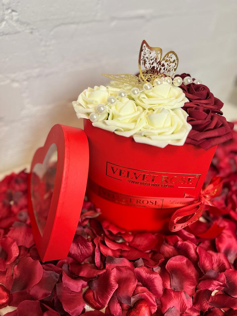 Valentines Day Roses And Chocolate Box Roses With Luxury Chocolates