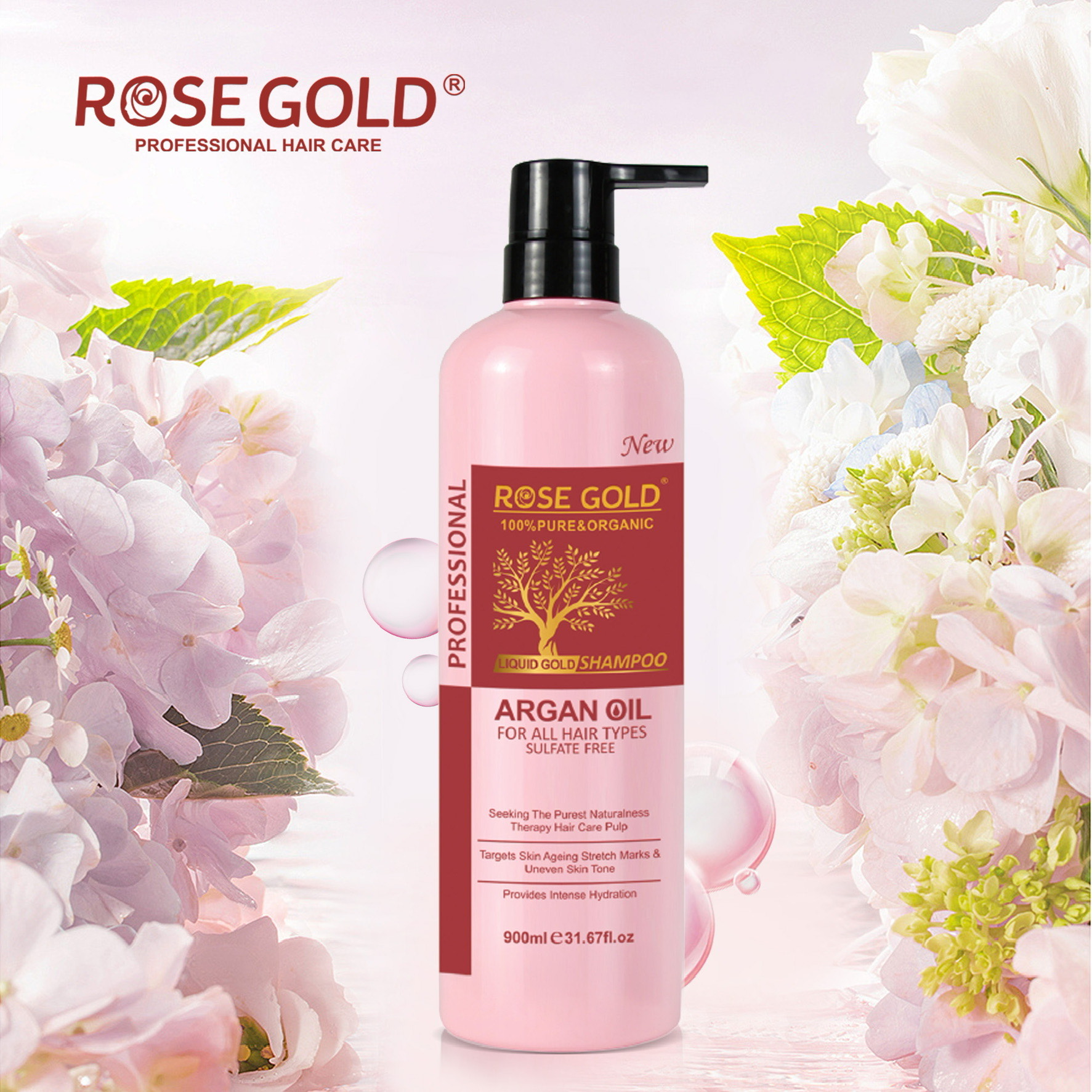 Hair shampoo argan oil Rose Gold Duco brand products