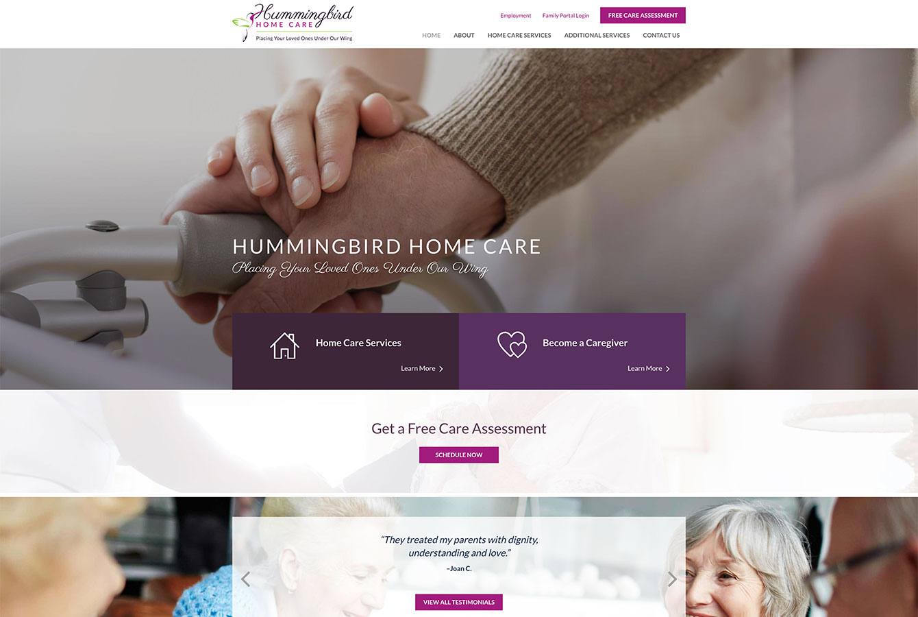 Hummingbird Home Care site Rosenberg Advertising