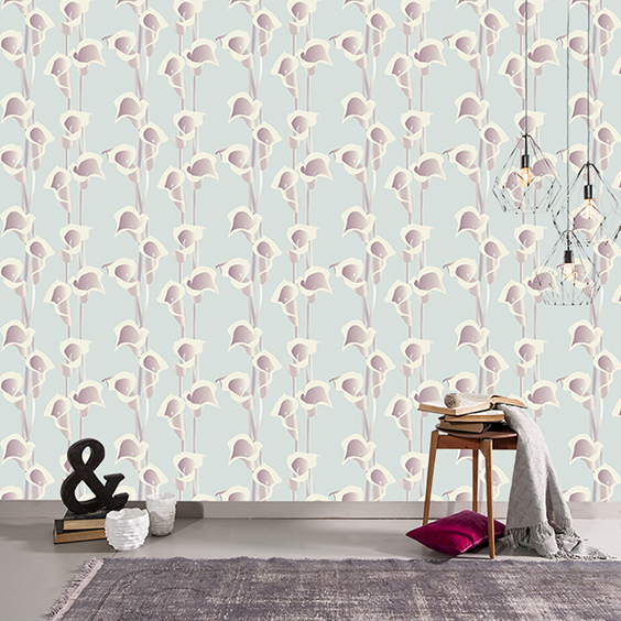 Calla Lily bespoke digital wallpaper from Rose Quartz and sold exclusively by forthefloorandmore.com