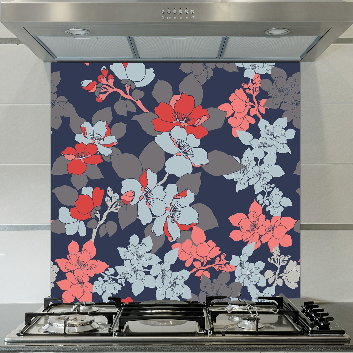 Image of floral splash back design exclusive to forthefloorandmore.com