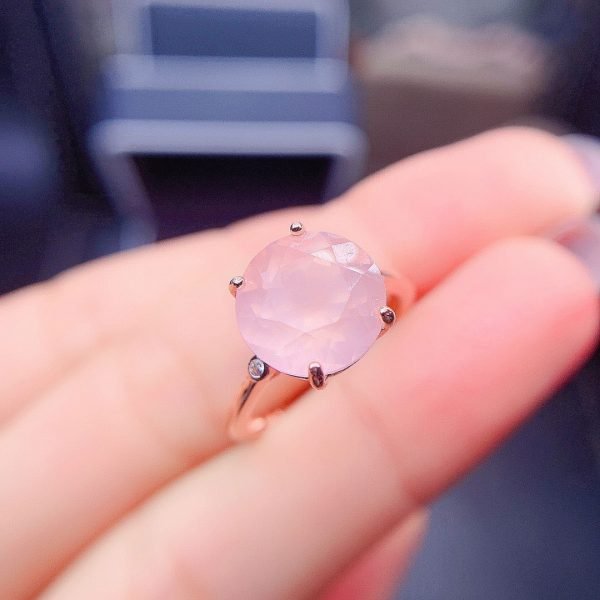Rose Quartz Engagement Ring 12mm Rose Quartz Store