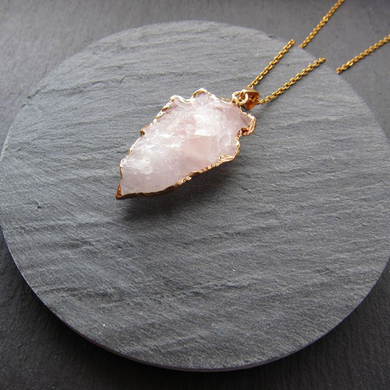 Rose Quartz Necklace Arrow Gold Plated Rose Quartz Store