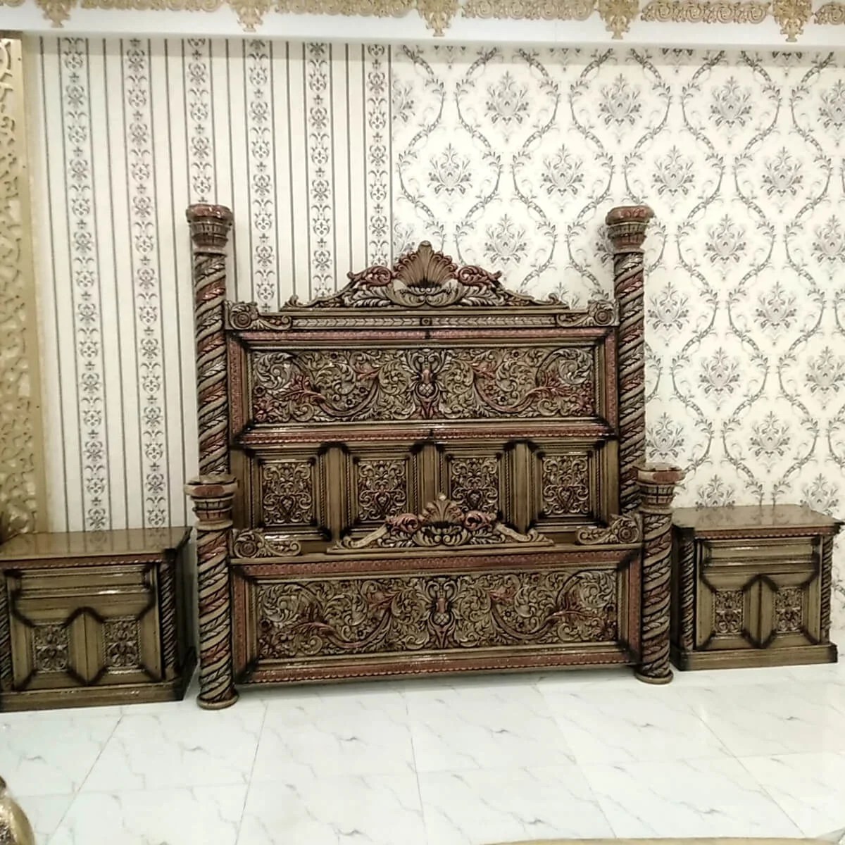 Luxury Bed Set Chinioti Furniture Rose Wood Furniture