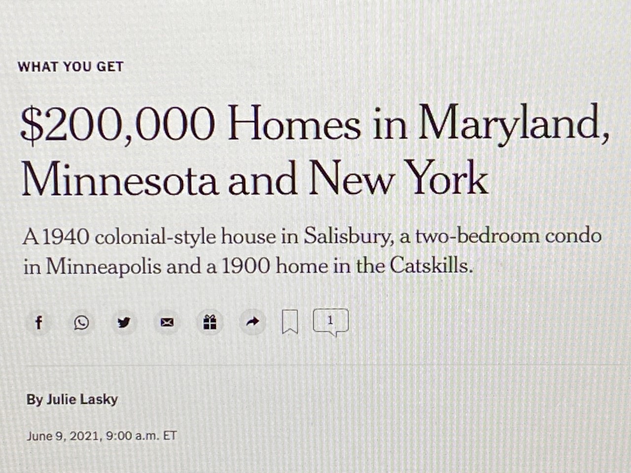 "What You Get For 200,000" Feature in The New York Times A