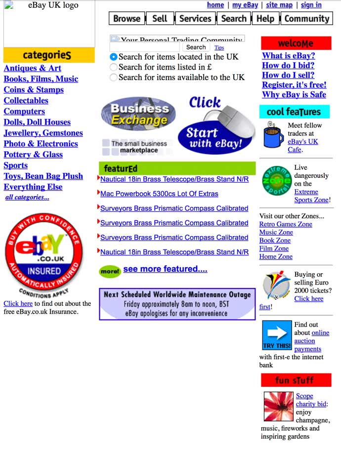History What Today's Top UK sites Looked Like in the Noughties