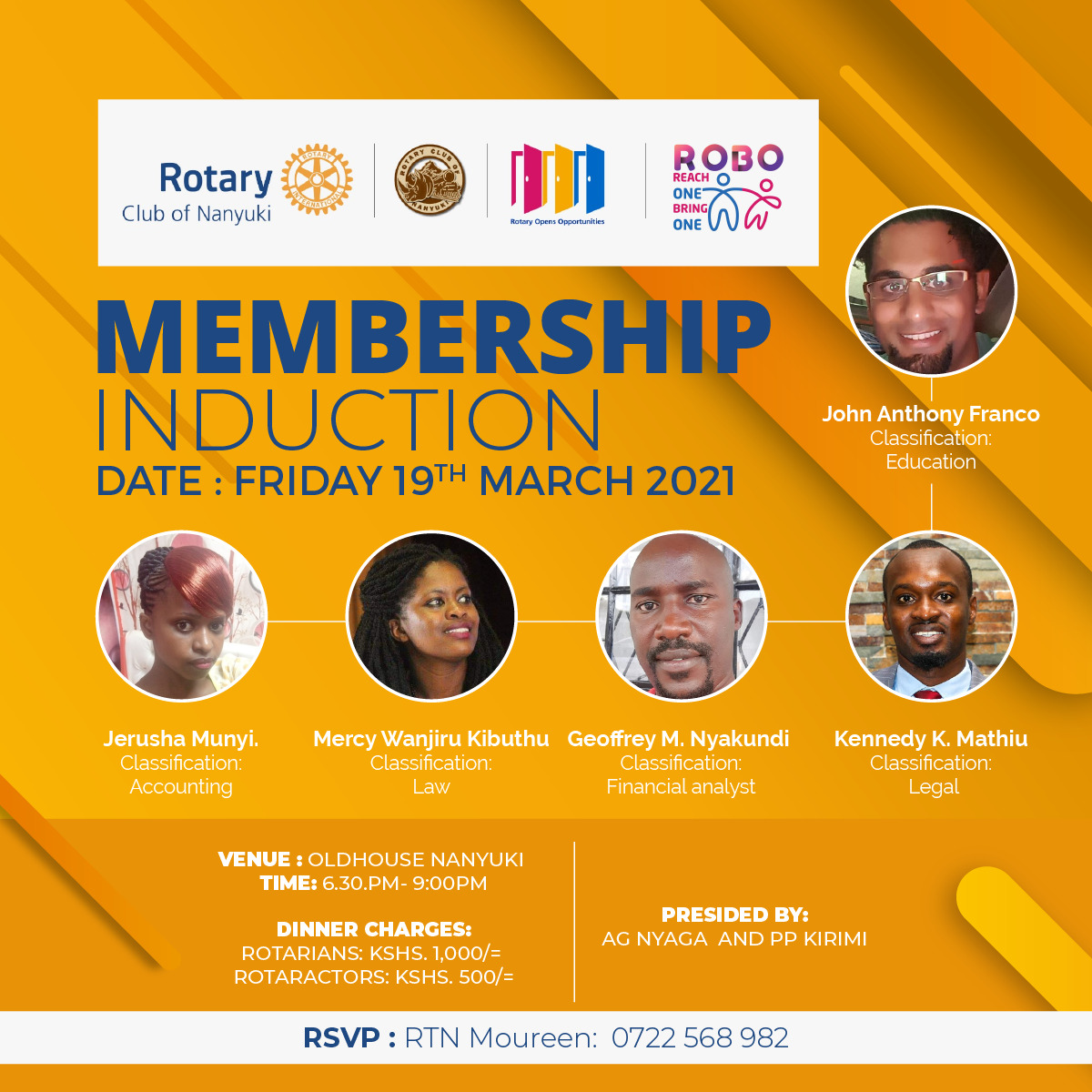 Induction Ceremony March 2021 Rotary Club of Nanyuki