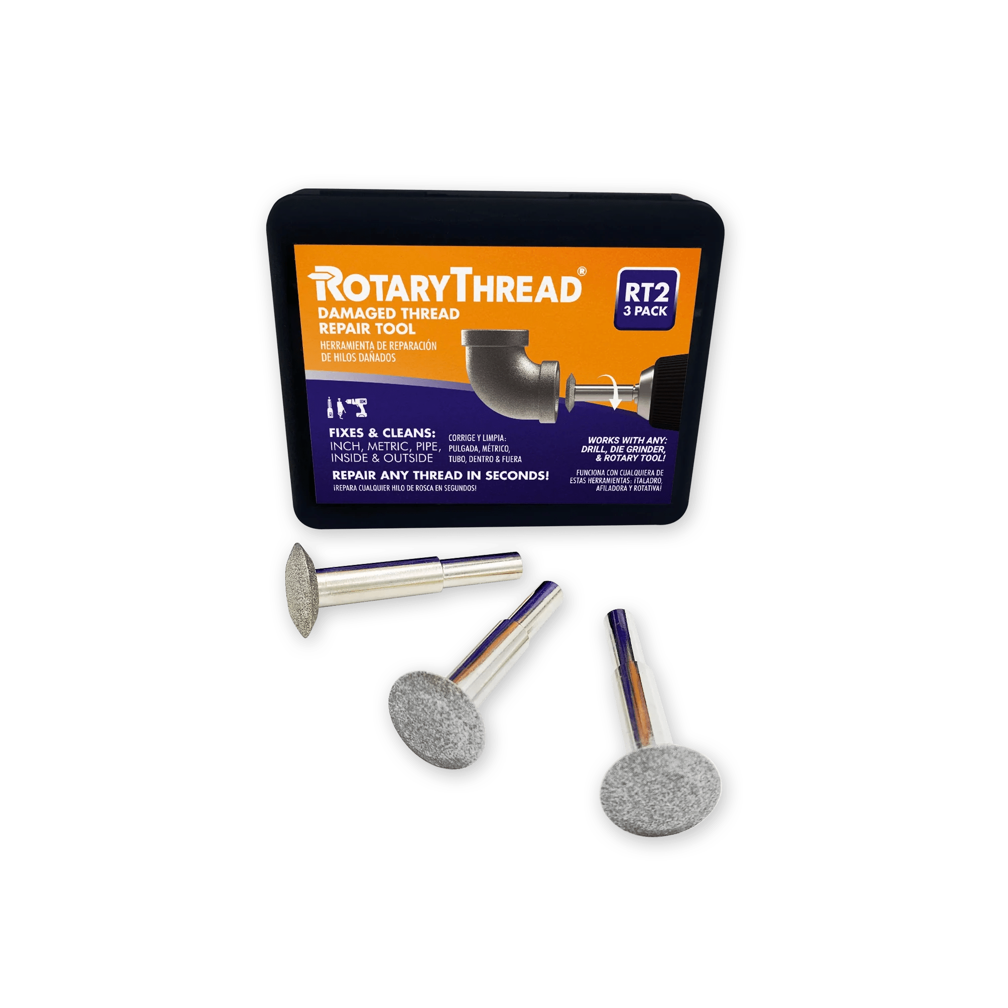 RT2 Pack of 3 Rotary Thread File Standard · Rotary Thread