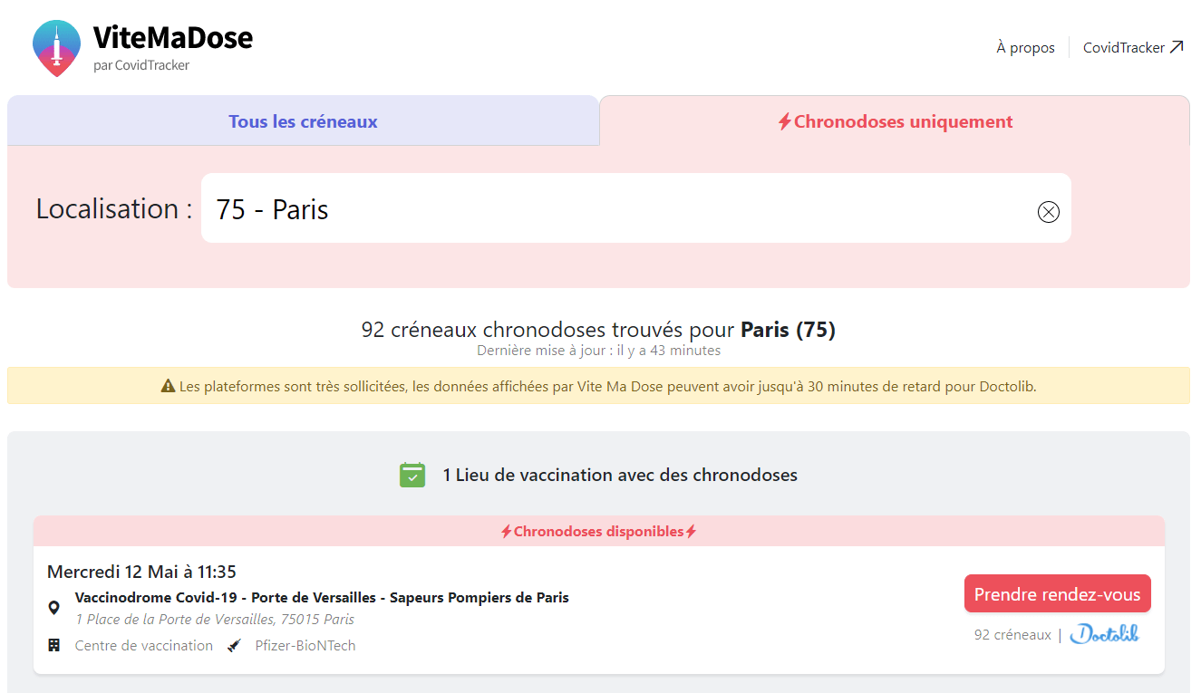 Chronodose Vite Ma Dose lance la fonctionnalité pour
