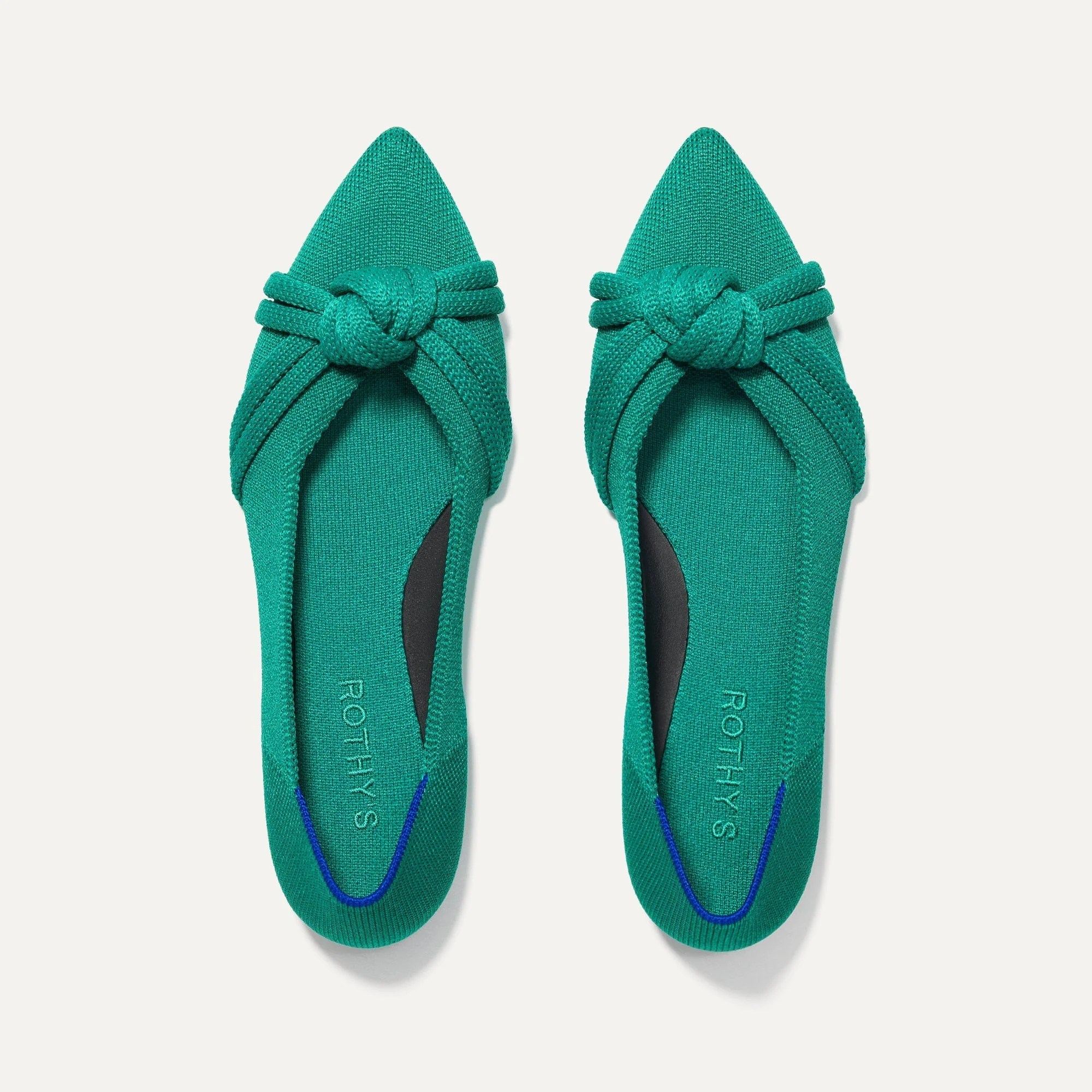 Knot Pointed Toe Flat in Sea Green