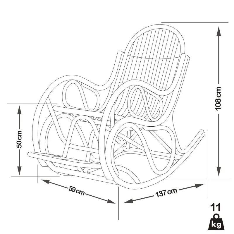 Fauteuil à bascule en rotin, rocking chair en rotin vintage, fauteuil à