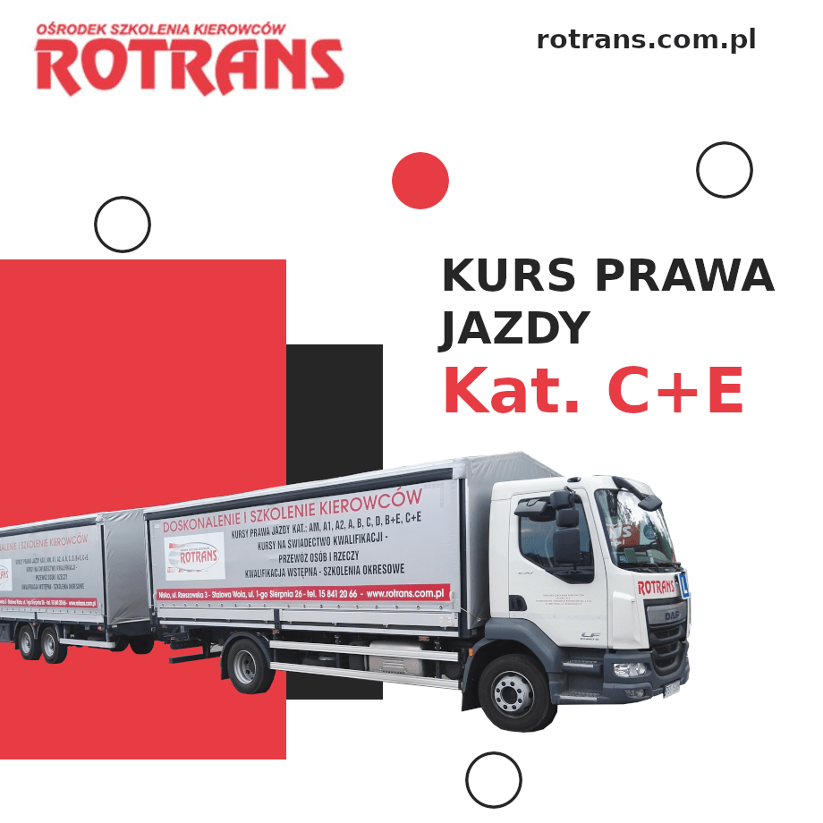 Kurs prawa jazdy kat. C+E OSK Rotrans