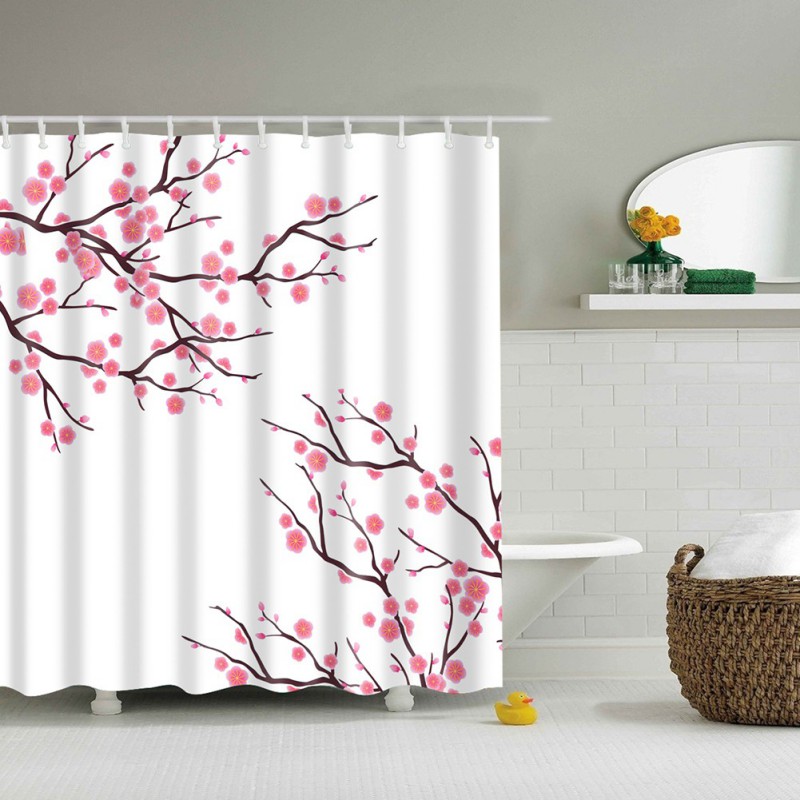 Waterproof Shower Curtain Hooks PEVA Polyester Fabric