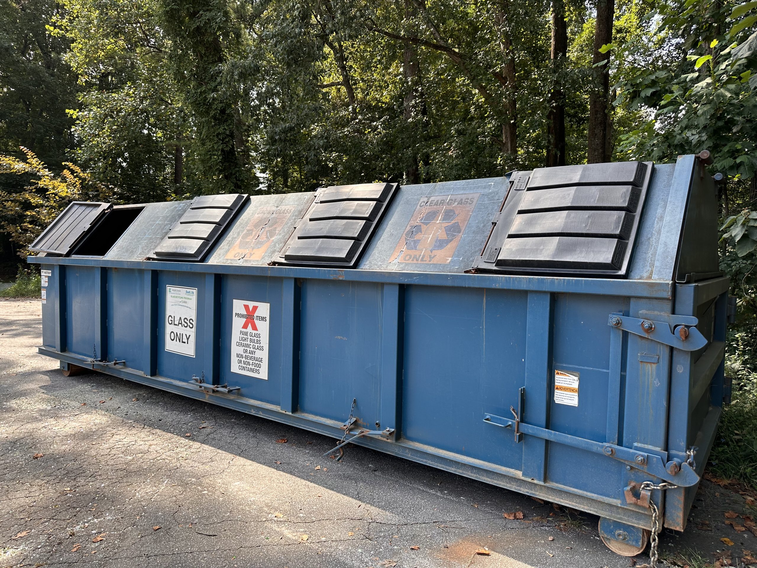 Recycling dumpsters moved for renovations in Brookhaven park Rough