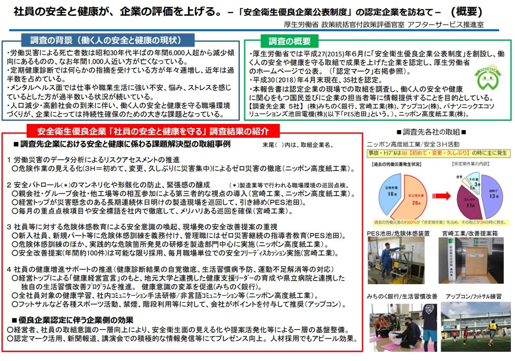 厚生労働省が公表した社員の安全確保や健康増進に関する取組事例 労務ドットコム