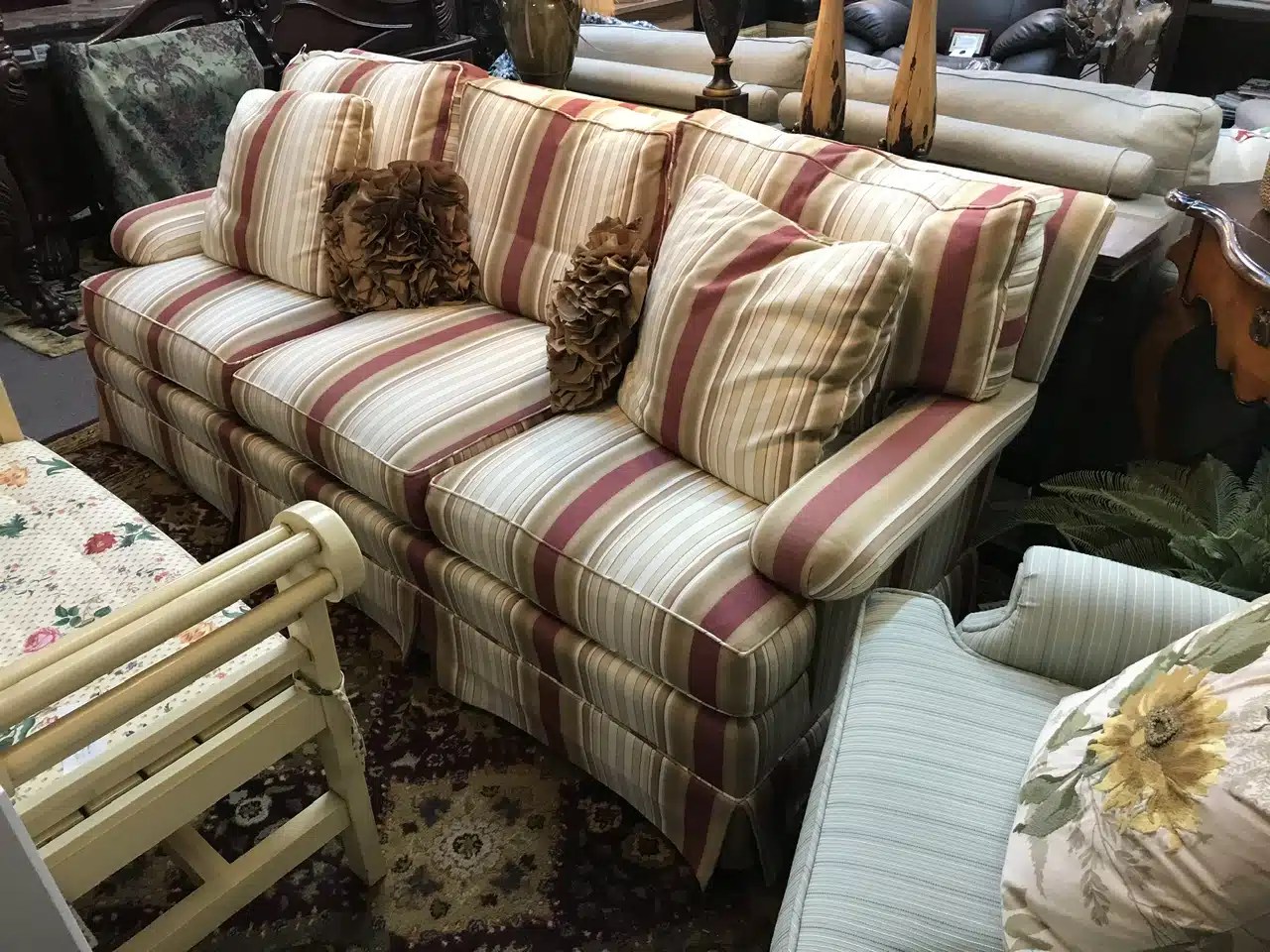 Hickory Striped Sofa Round The House
