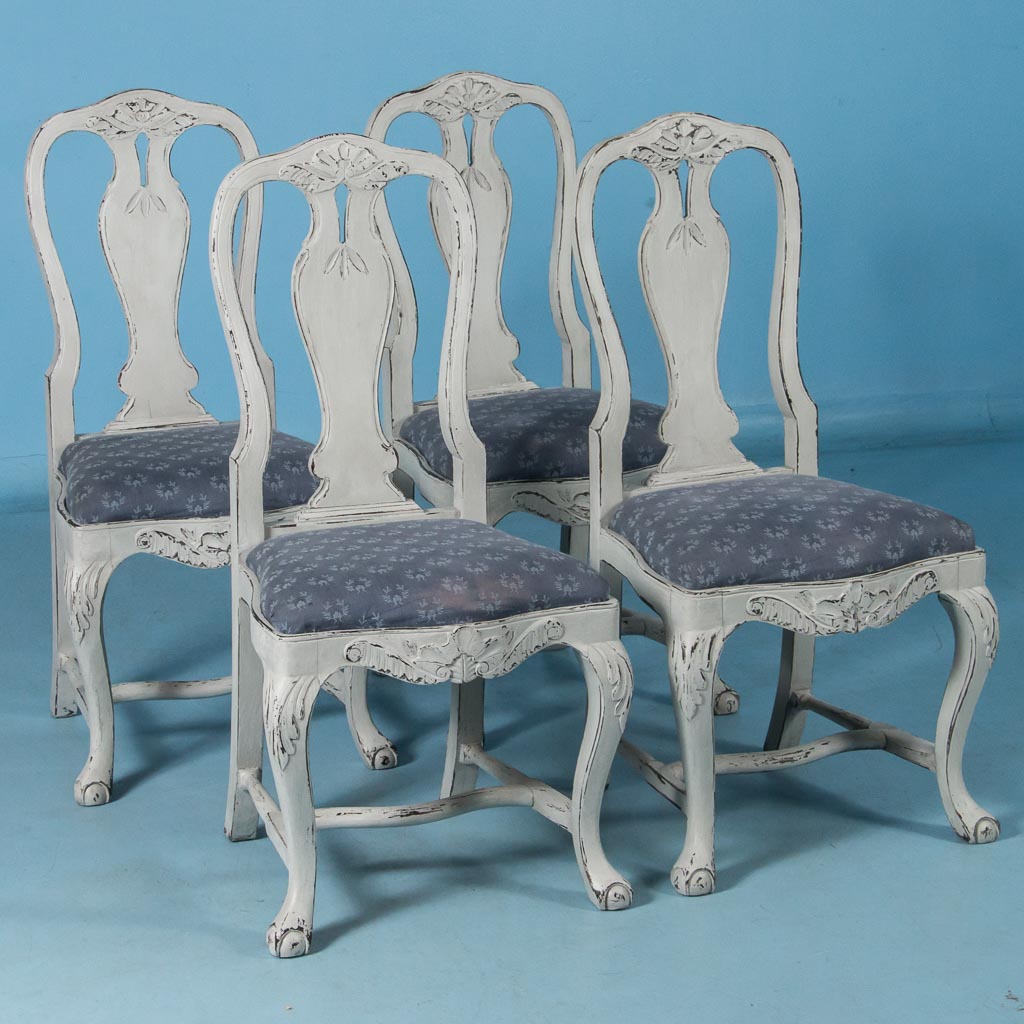 Set of Six Antique 19th Century Swedish Gustavian Dining Chairs With