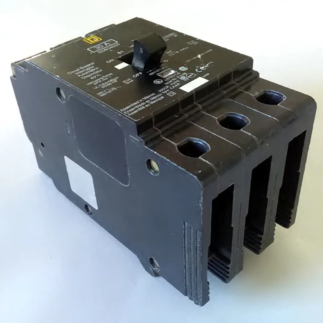 Square D 3 Pole 30 Amp HACR Type EDB34030 Circuit Breaker RoundyBox