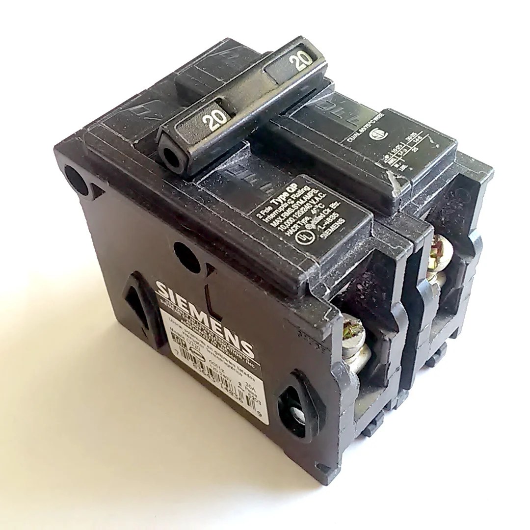 Siemens 2 Pole 20 Amp 120/240 VAC HACR Type QP Common Trip Q220 Circuit