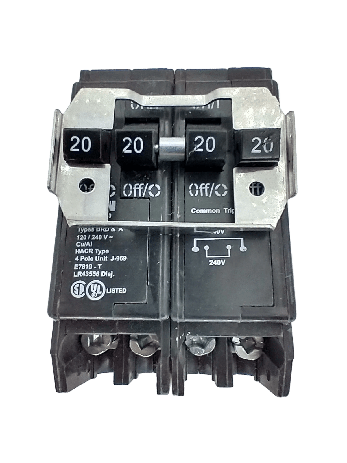 Eaton BR BQC220220 Quadplex Circuit Breaker 4Pole (2) 20 Amp 120/240 Volt RoundyBox
