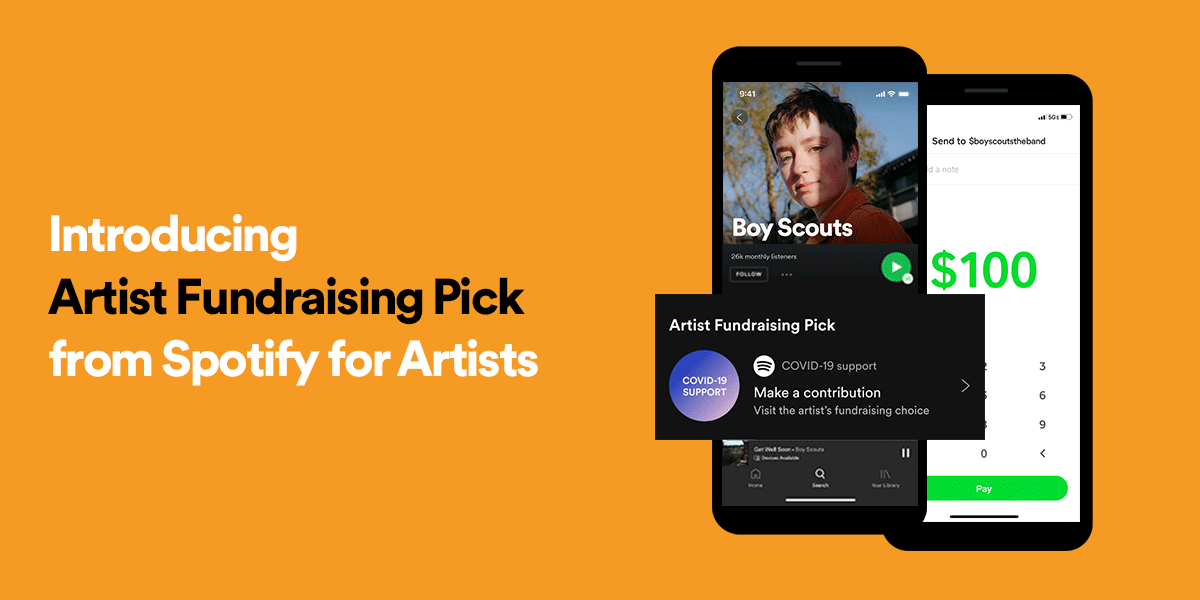 Spotify introduce a custom fundraising button for every