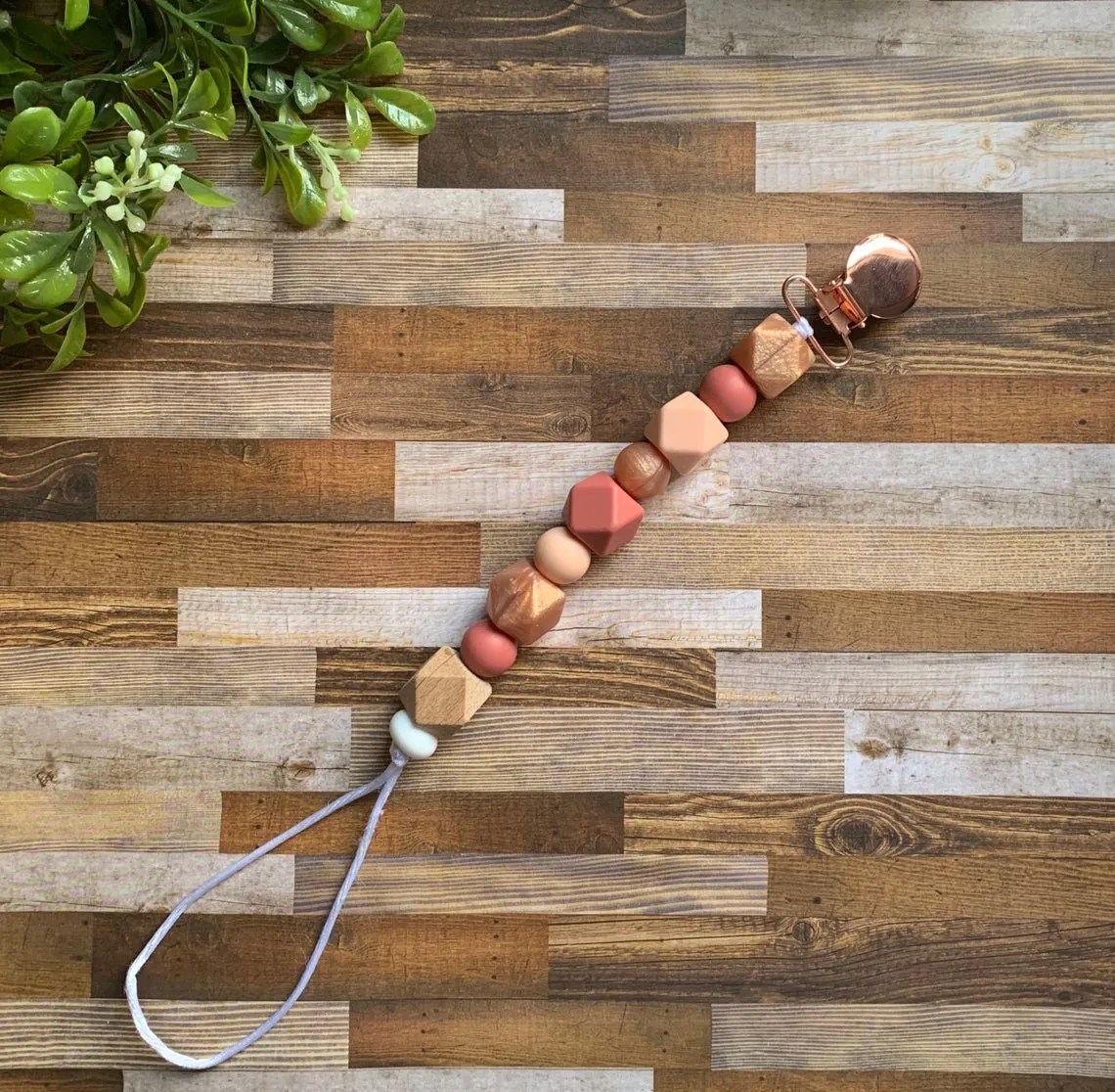 Rose Gold Pacifier Clip Row + Me