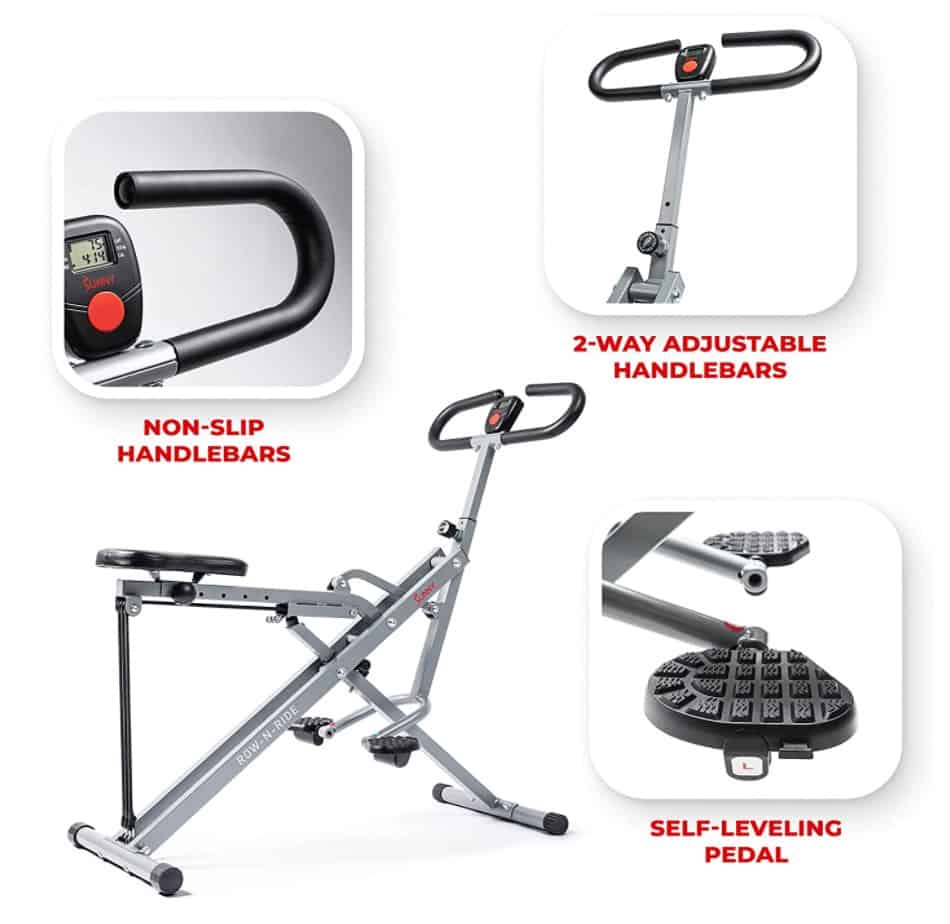 Sunny Health & Fitness Squat Assist Row-N-Ride Review - Rowing Machine King