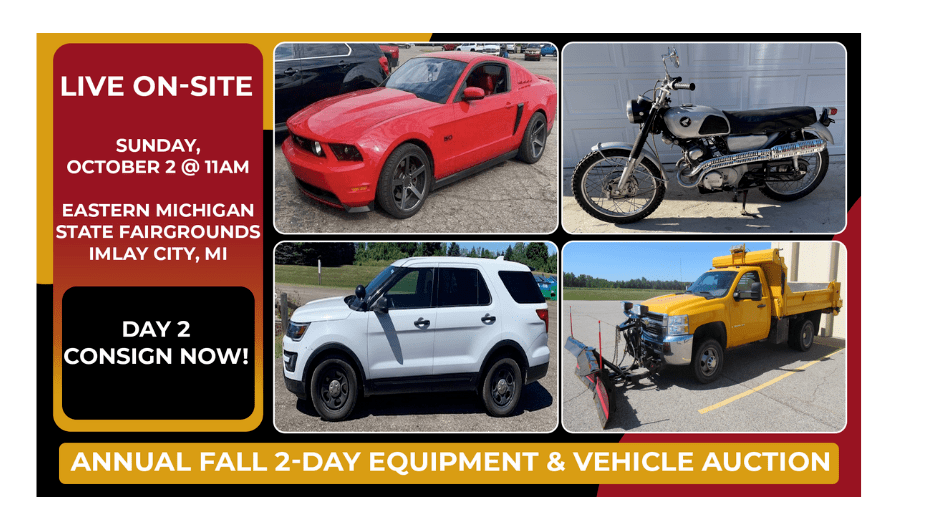 Annual Fall 2Day Equipment & Vehicle Live Auction (Sunday) Preview