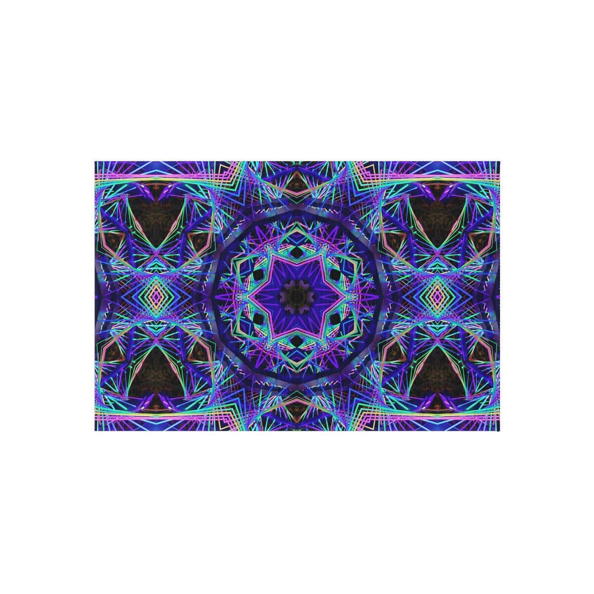 Rainbow String Art Fractal Outdoor Rug Rowyn Designs