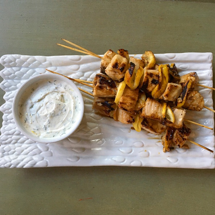 Lemon Swordfish Kabobs with Dill Yogurt Roxana's Kitchen