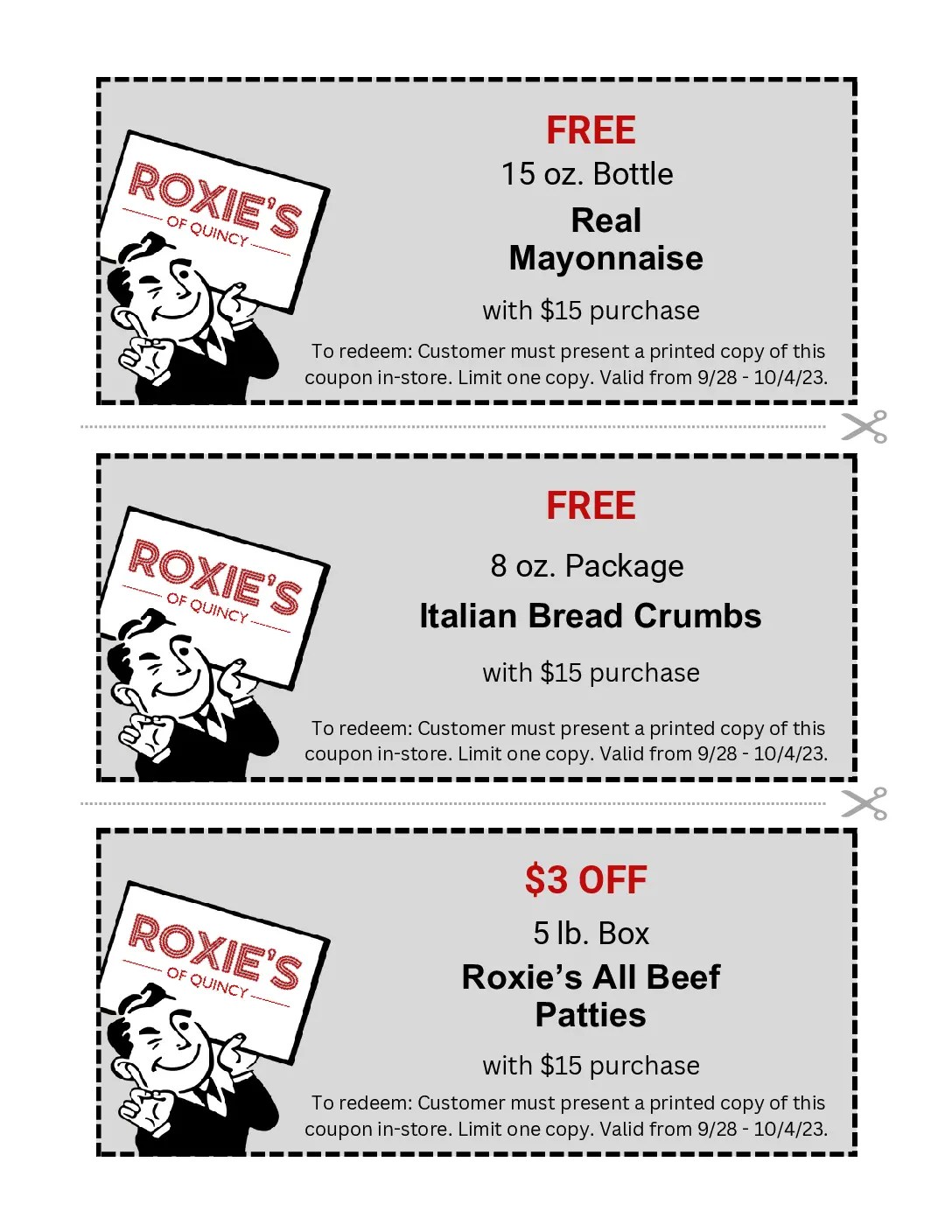 Weekly Coupons Roxie's of Quincy