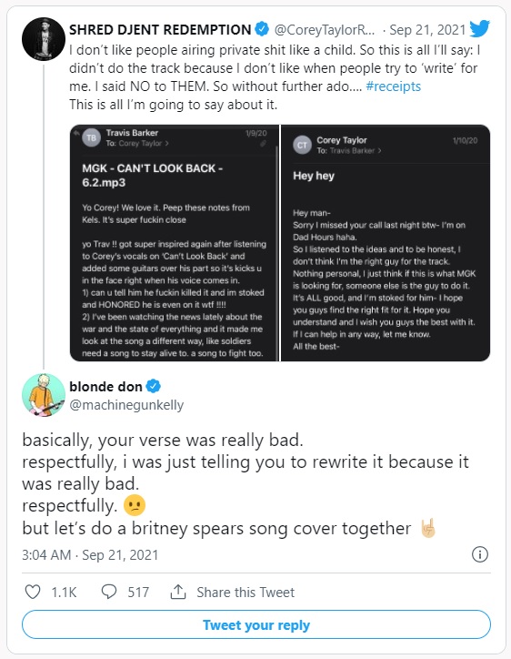 Φουντώνει η κόντρα Corey TaylorMachine Gun Kelly Η συνεργασία που δεν προχώρησε και τα email