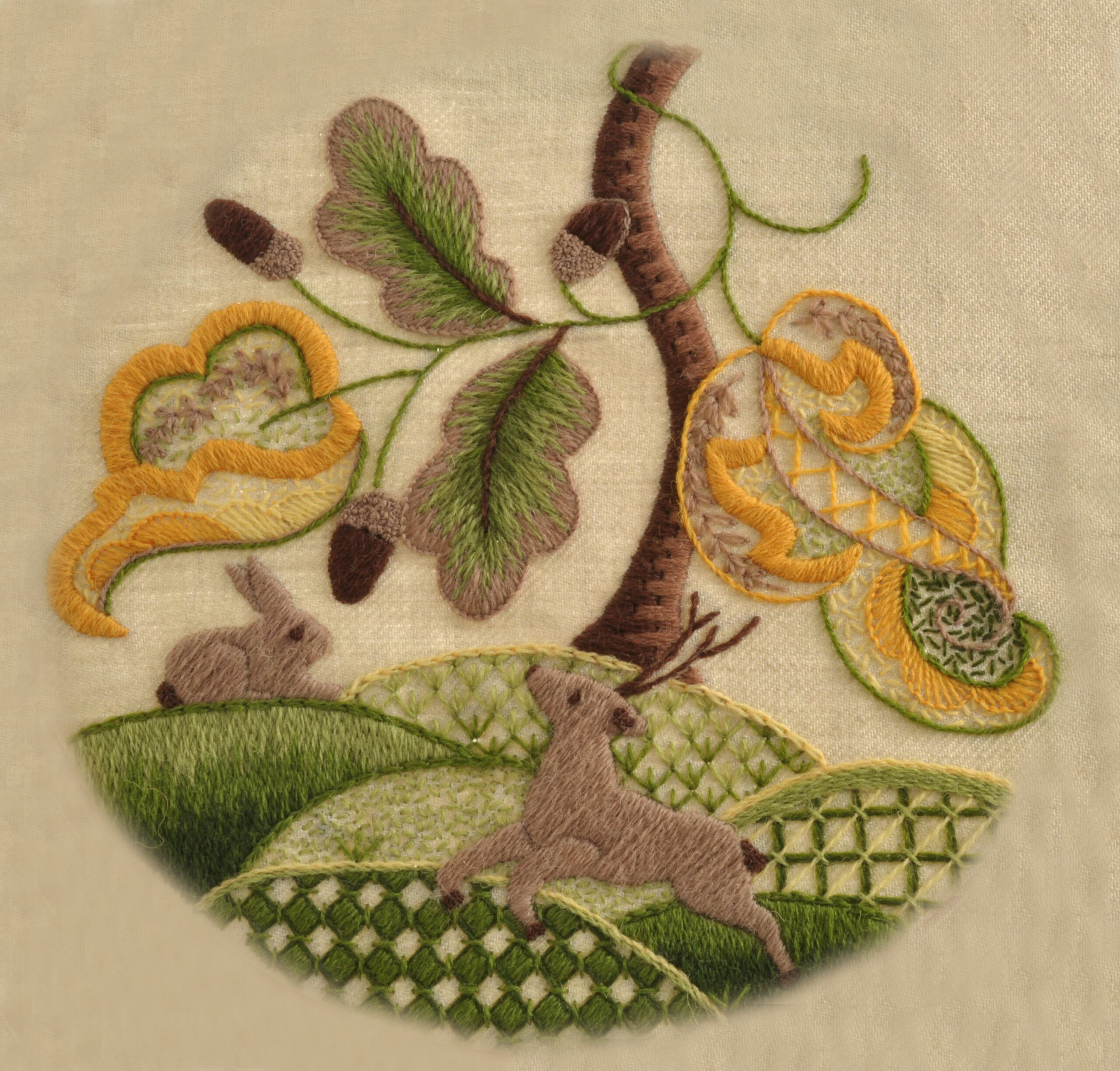 Crewelwork Woodland Animals by Helen Richman Royal School of Needlework
