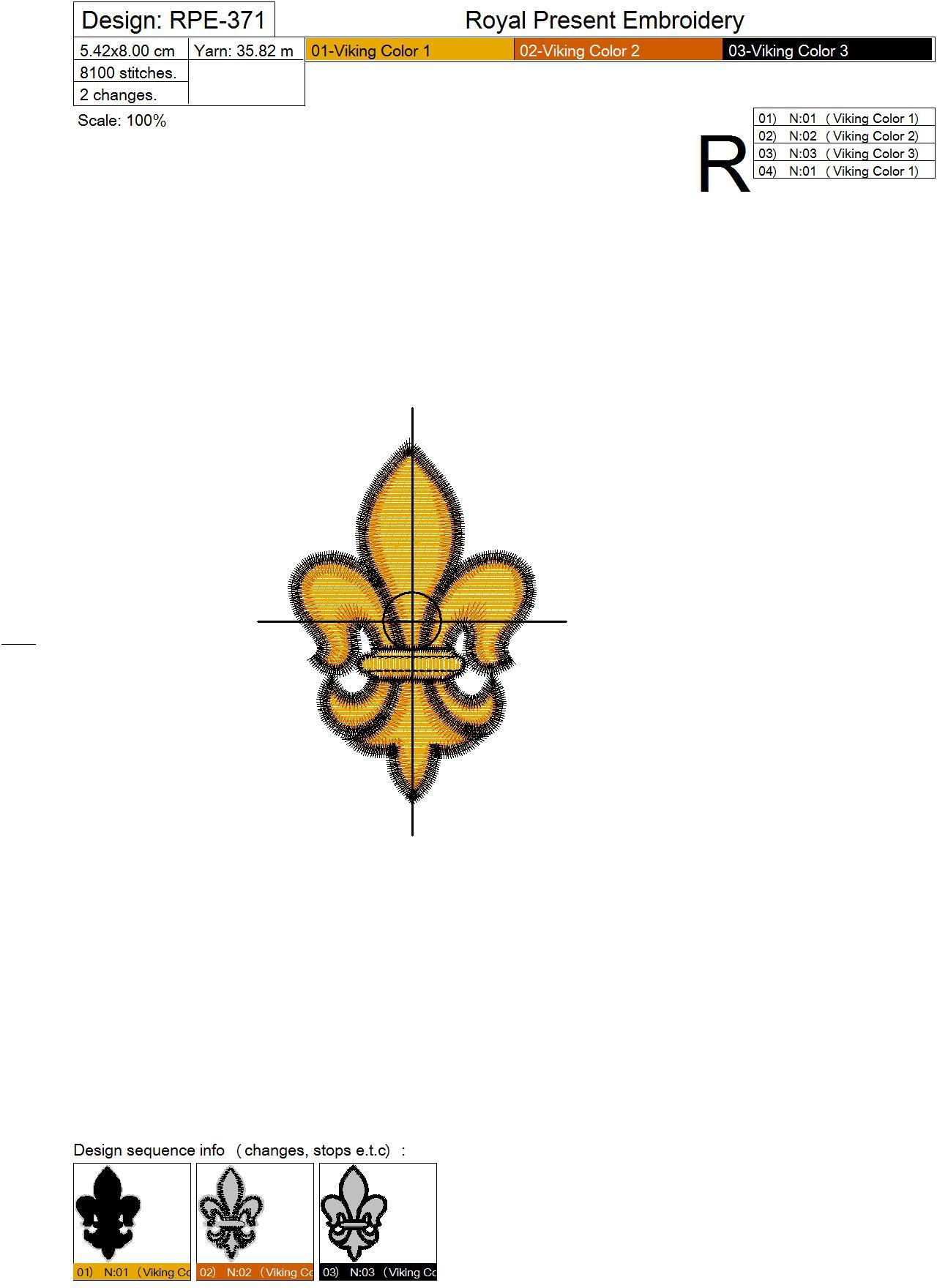 Free Machine Embroidery Design Fleur de lis Royal Present Embroidery