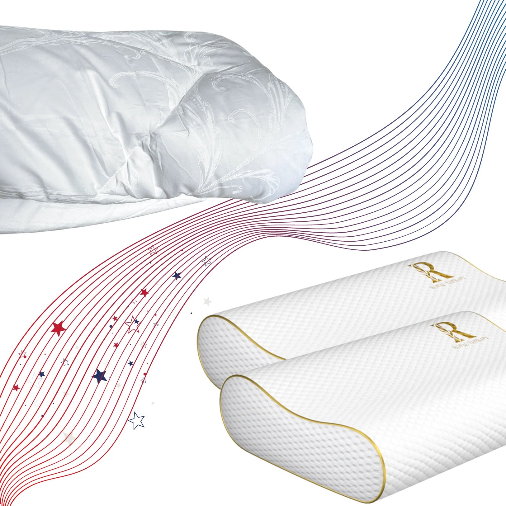 Independence Night Ensemble 2pack Contoured Memory Foam Pillows & Do