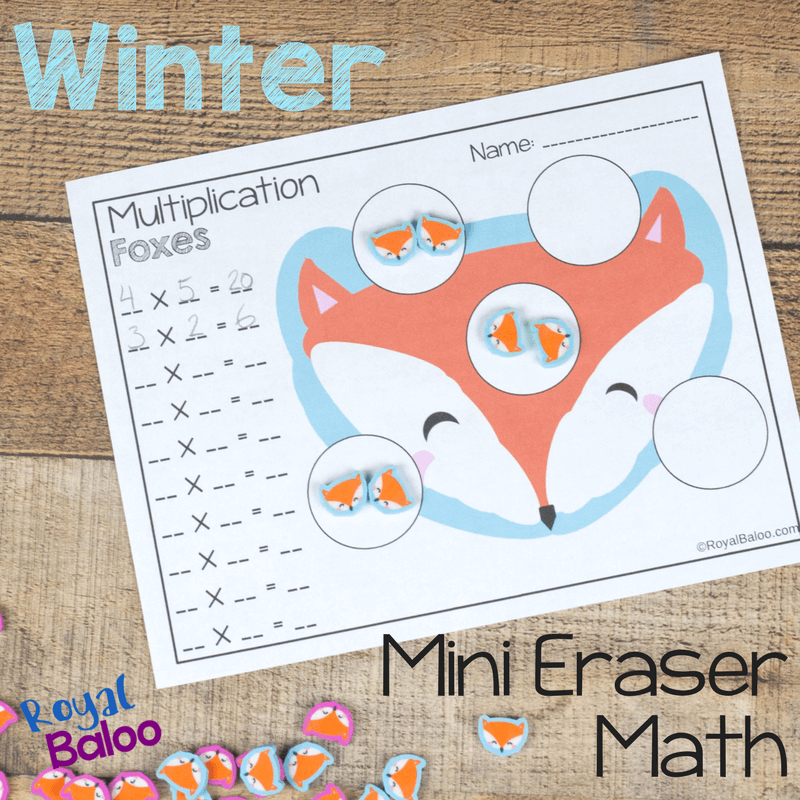 No Prep Winter Mini Eraser Math Pages → Royal Baloo
