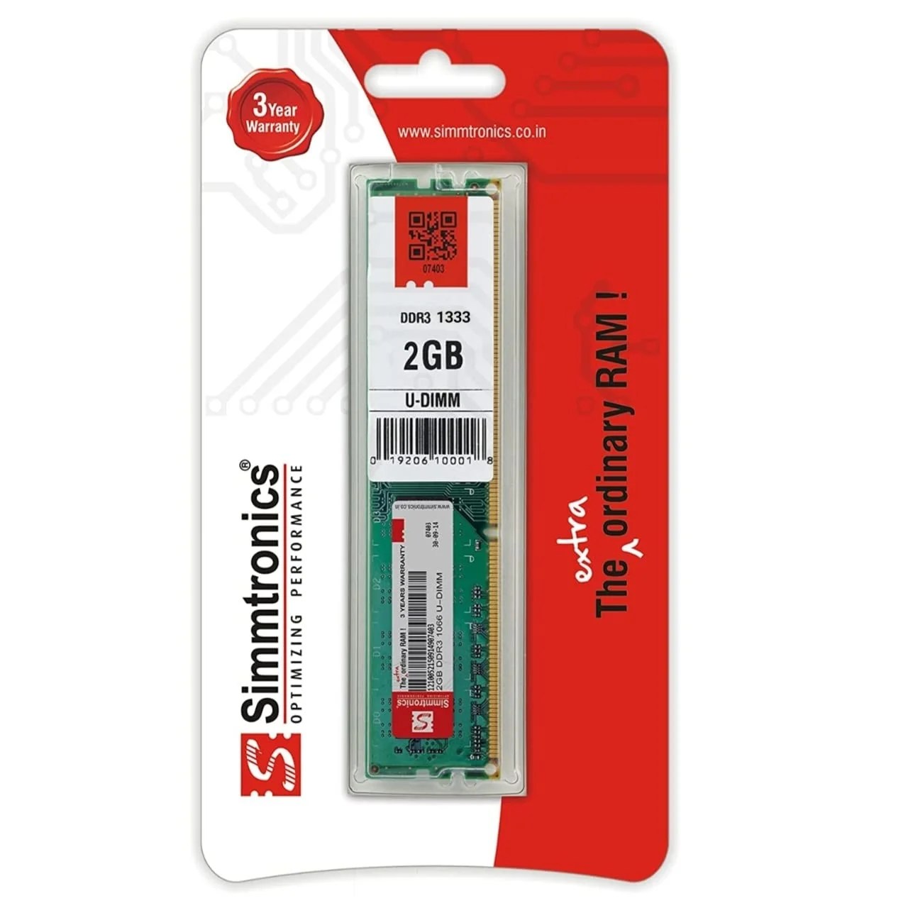 Simmtronics 2GB DDR3 Desktop RAM 1333 MHz (PC 10600) with 3 Year