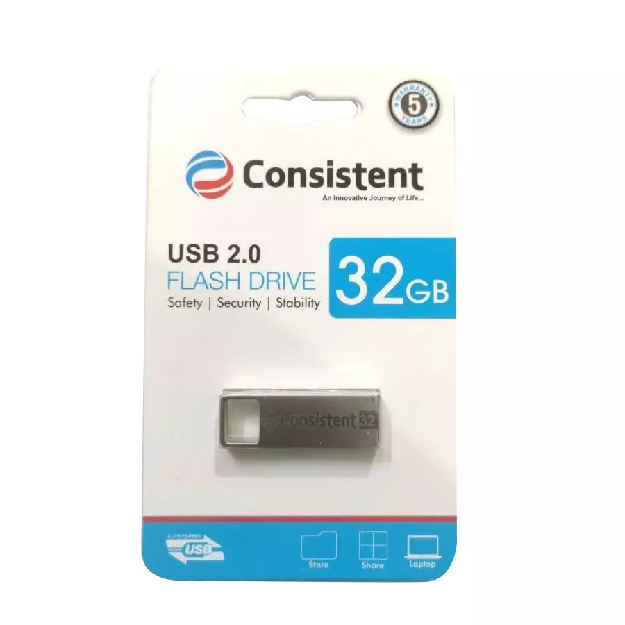 Consistent 32GB Metal Silver USB 2.0 Flash Pen Drive, CTP10032 Royal