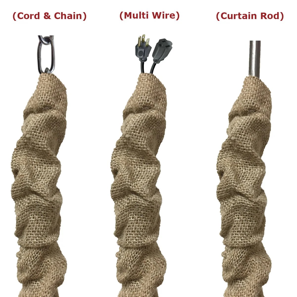 Burlap Chandelier & Lamp Chain Cord Cover 48"