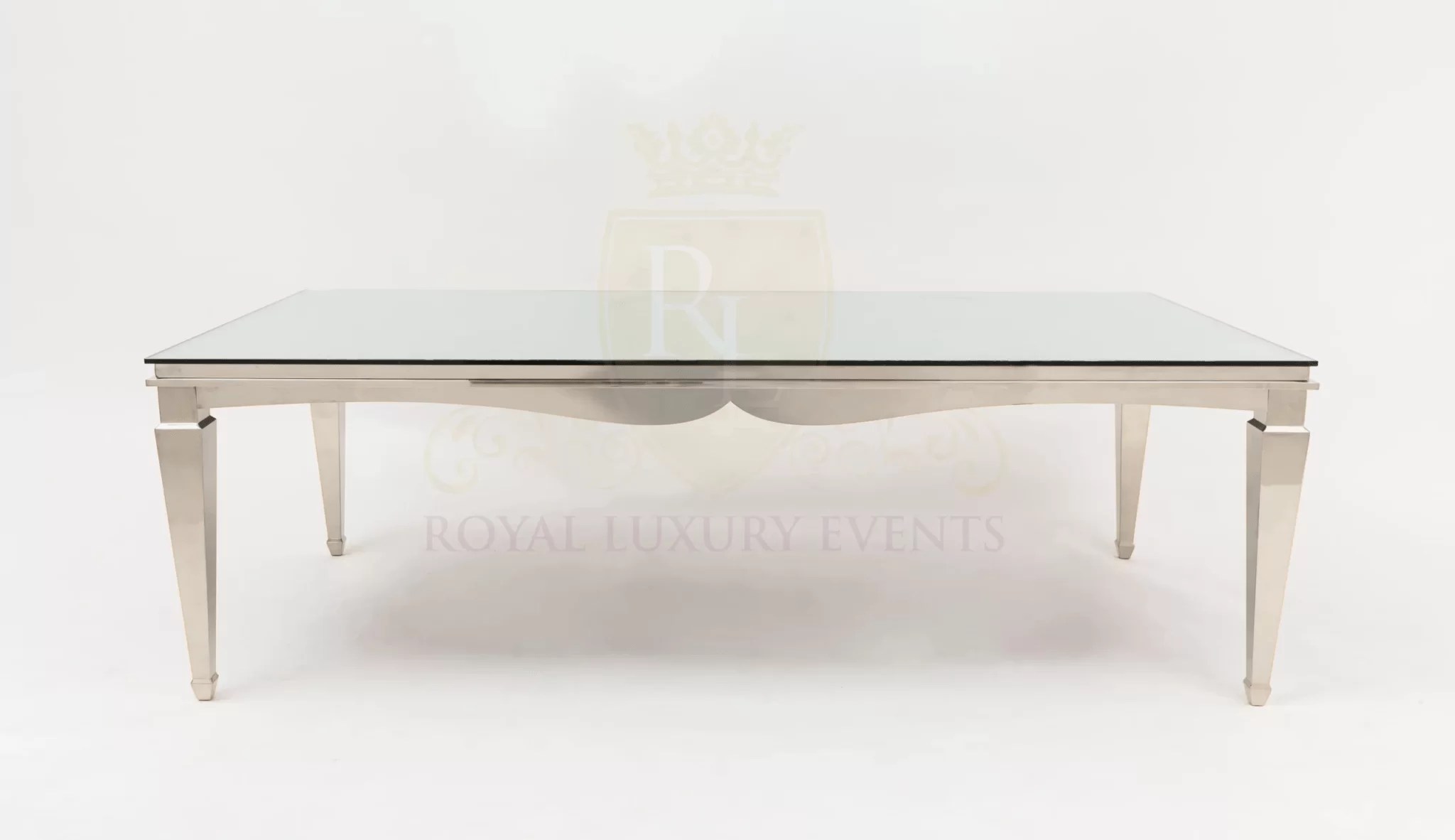Gold or Silver Rectangular Dining Table with Mirror Glass Top 8 x 4