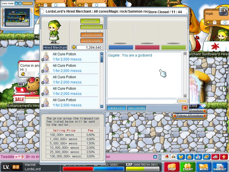 Closed S> All cure potion & magic/summoning rock MapleRoyals