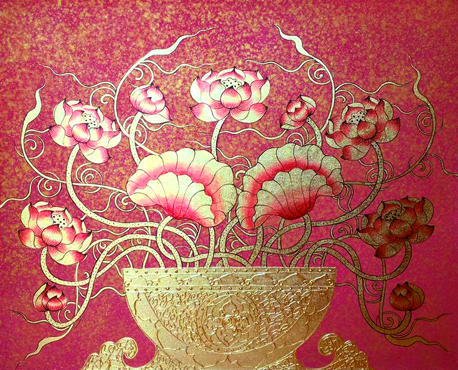 Lotus Wall Decor Exclusive Thai Paintings & Designs Royal Thai Art