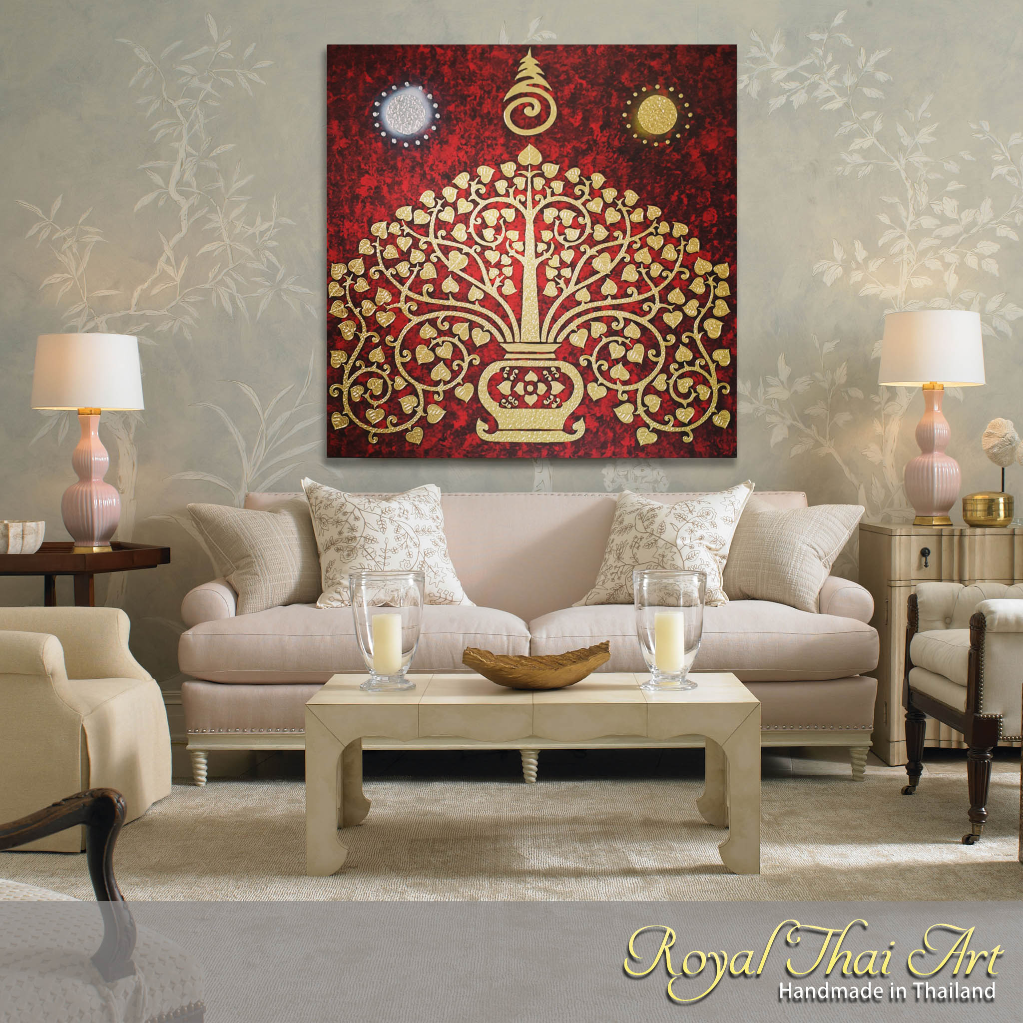 Famous Tree Art Oriental Asian Painting Royal Thai Art