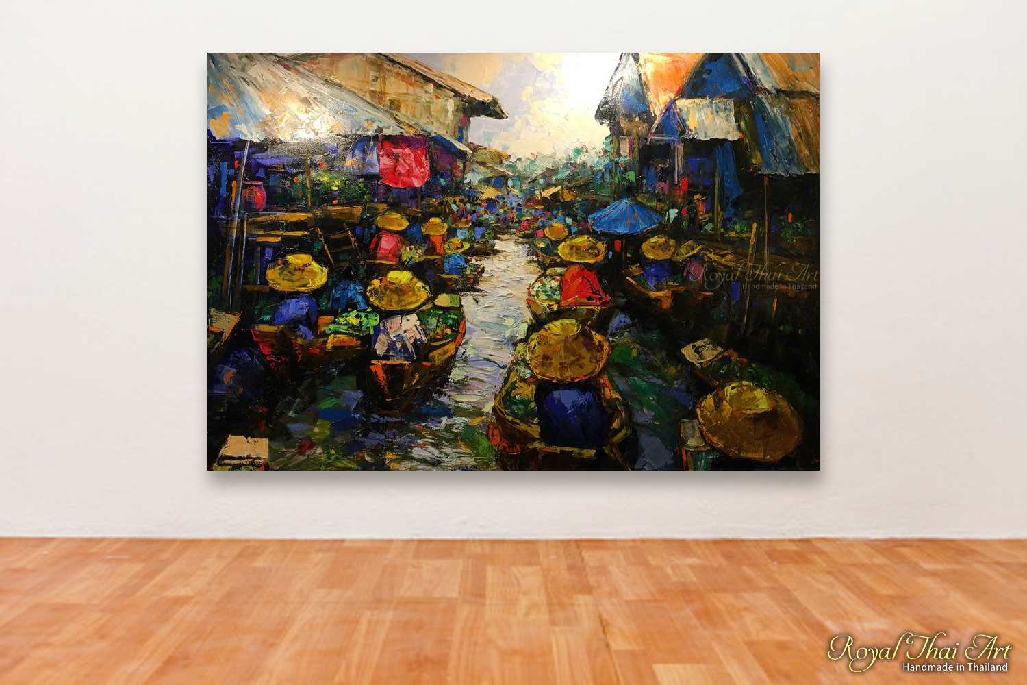 Thai Floating Market Oil Painting by Famous Artists l Royal Thai Art