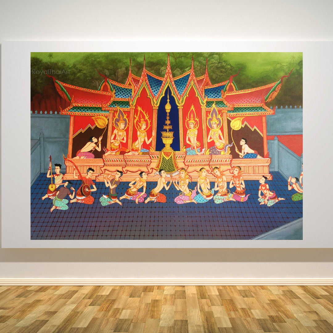 Mural Painting Ancient Thai Art Ayutthaya Thailand Temple Wall Paintings